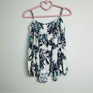 Lush Tropical Print Camisole with Blue Accents Size Medium
